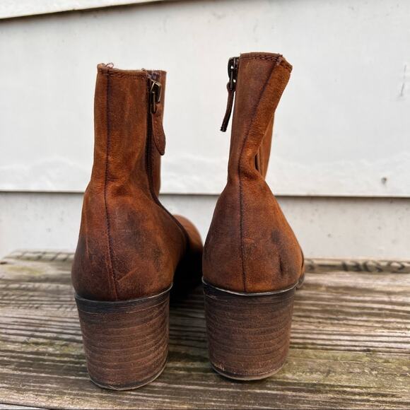 Franco Sarto Marlene cognac suede leather heeled booties 8.5M - Picture 4 of 8